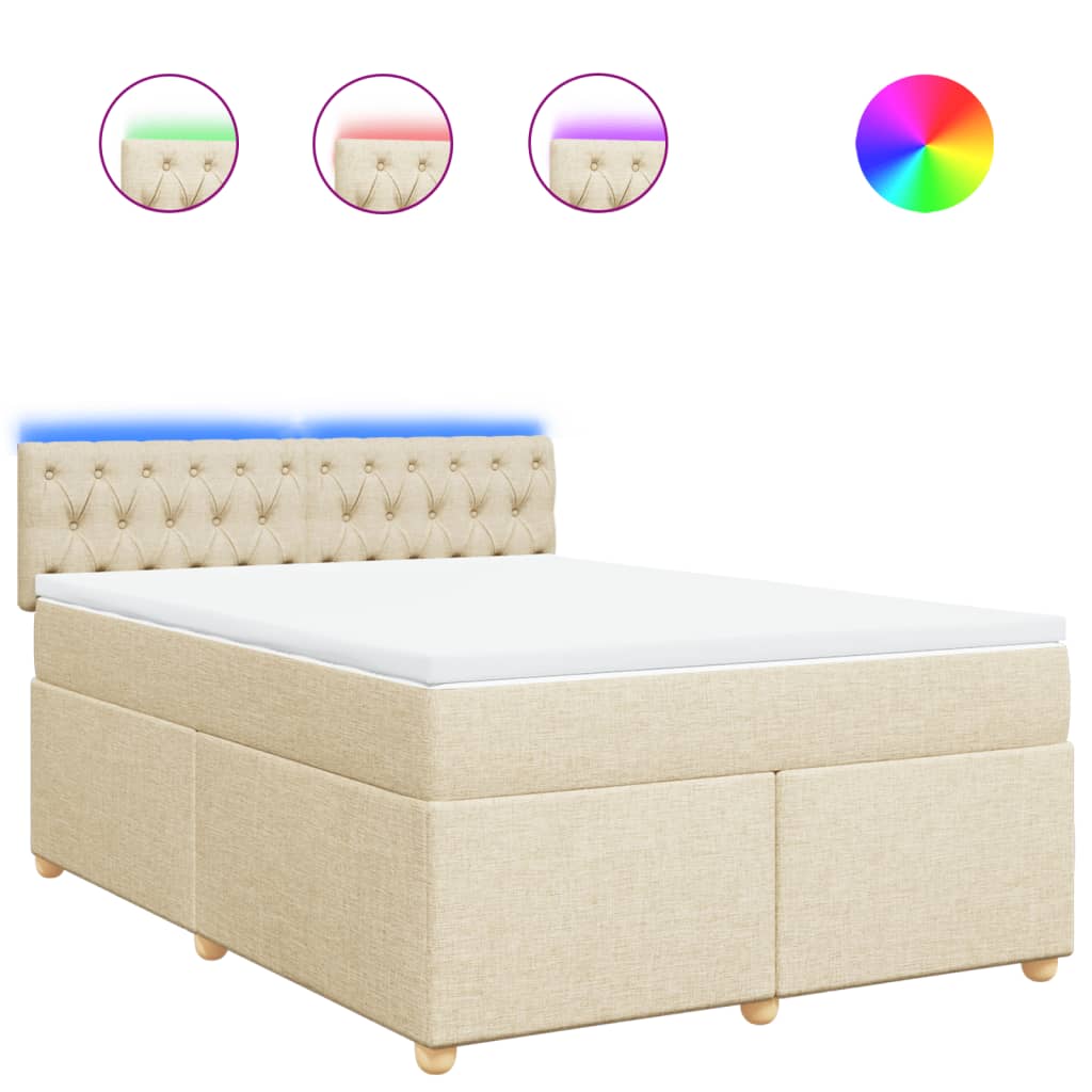 Sommier à lattes de lit avec matelas Crème 140x200 cm Tissu