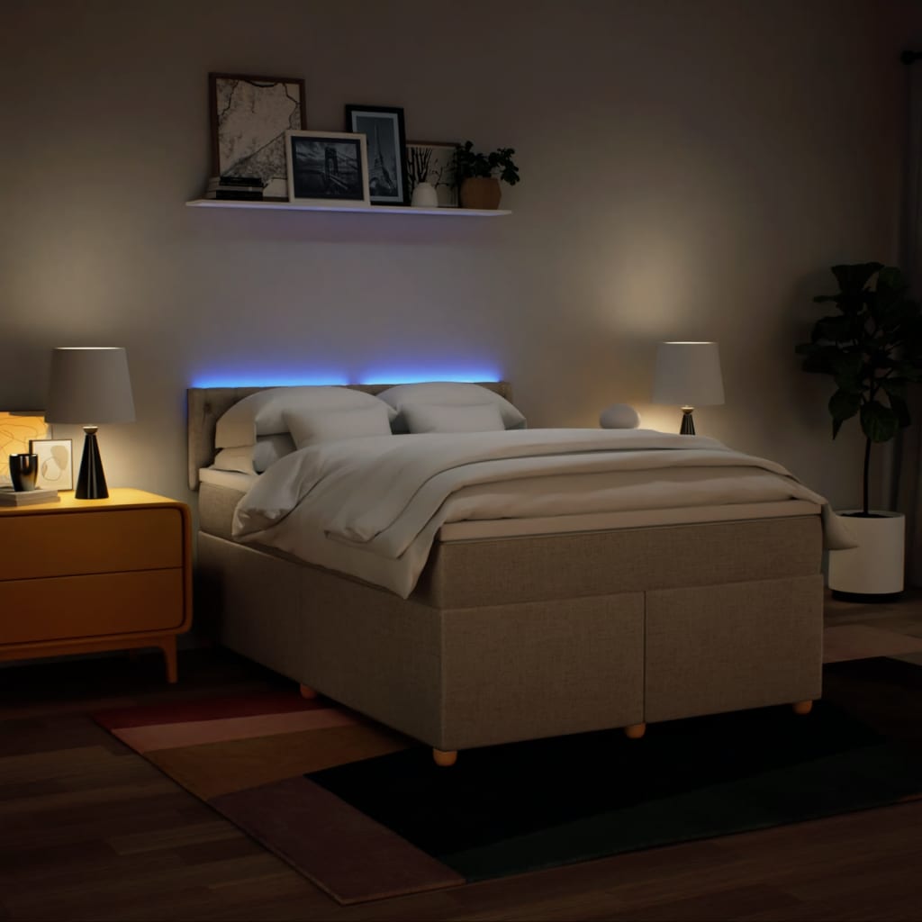 Sommier à lattes de lit avec matelas Crème 140x200 cm Tissu