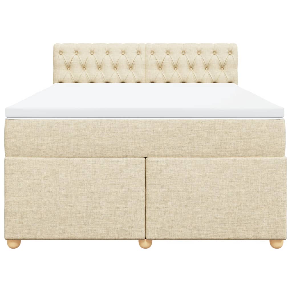Sommier à lattes de lit avec matelas Crème 140x200 cm Tissu