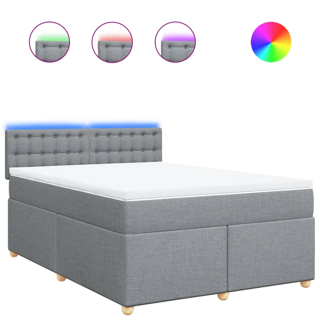 Sommier à lattes de lit avec matelas Gris clair 140x200cm Tissu - XIOS