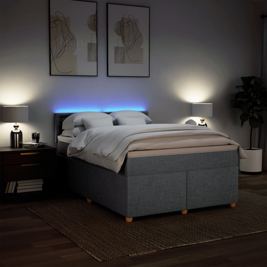 Sommier à lattes de lit avec matelas Gris clair 140x200cm Tissu - XIOS