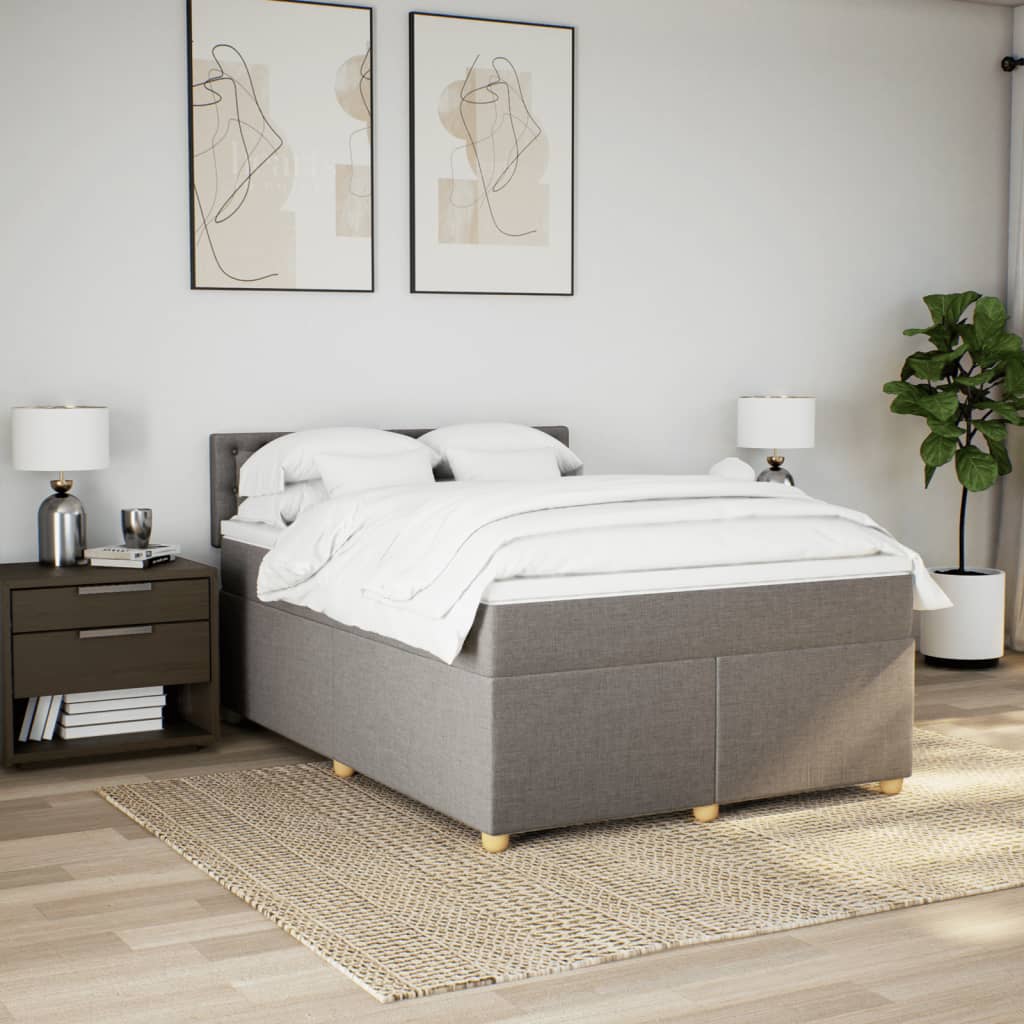 Sommier à lattes de lit avec matelas Taupe 140x200 cm Tissu - XIOS
