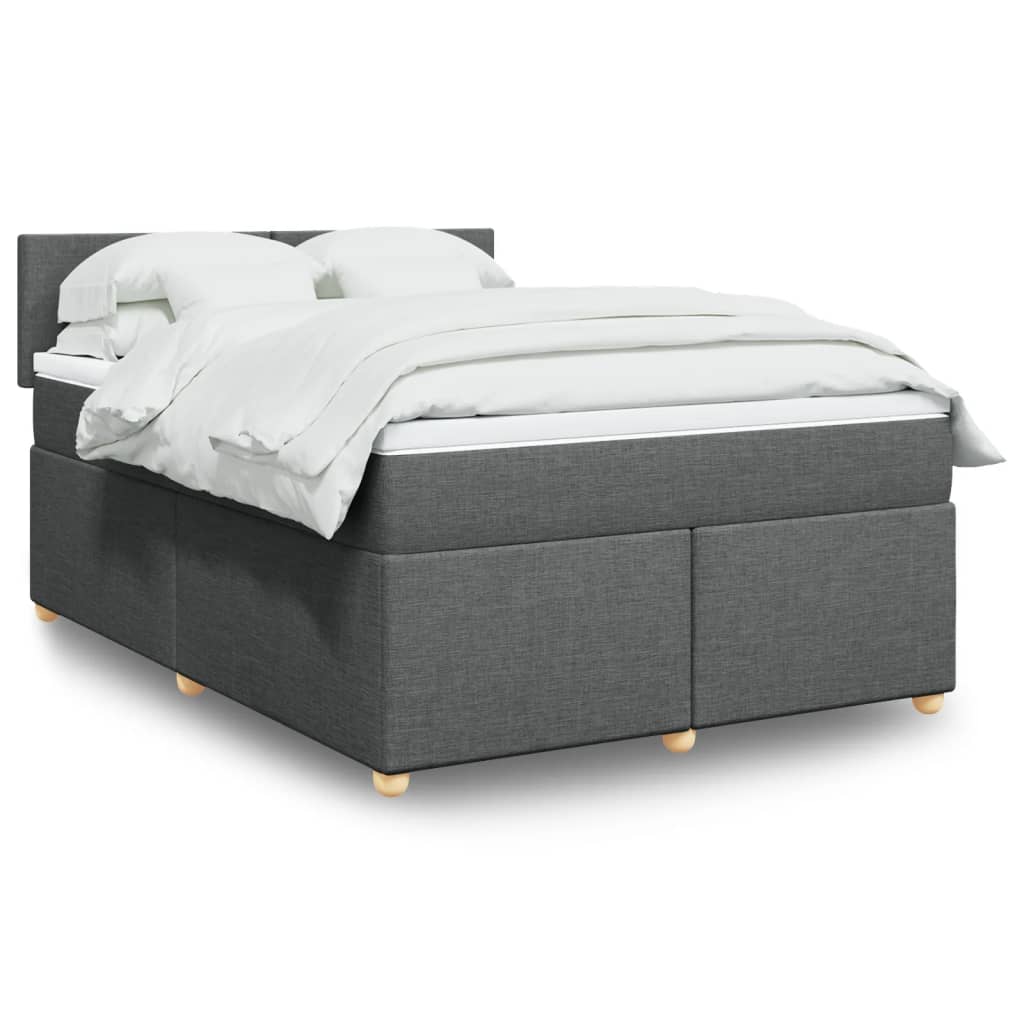 Sommier à lattes de lit avec matelas Gris foncé 160x200cm Tissu - XIOS