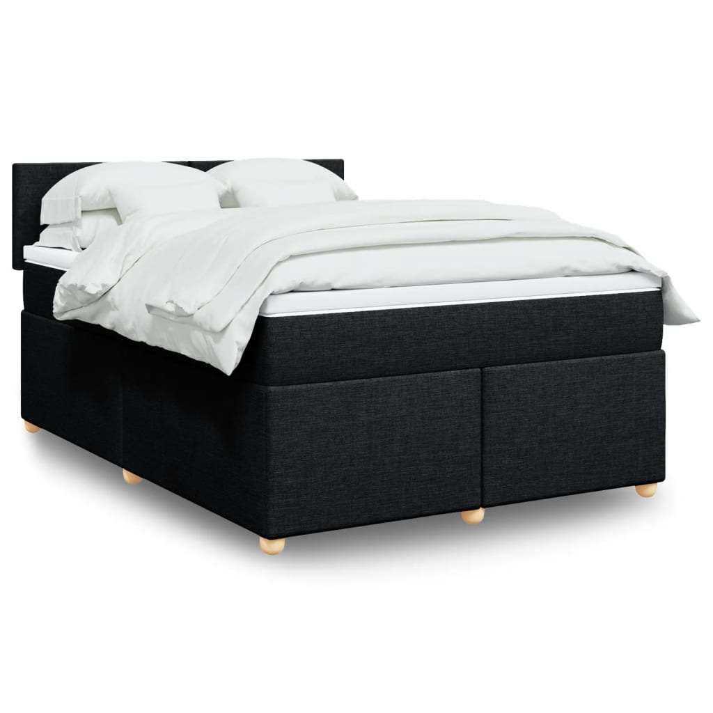 Sommier à lattes de lit avec matelas Noir 160x200 cm Tissu