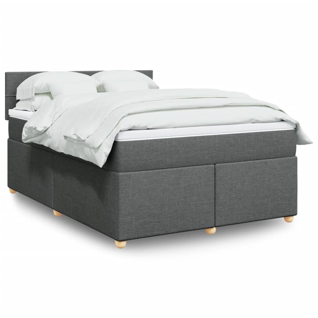 Sommier à lattes de lit avec matelas Gris foncé 160x200cm Tissu - XIOS