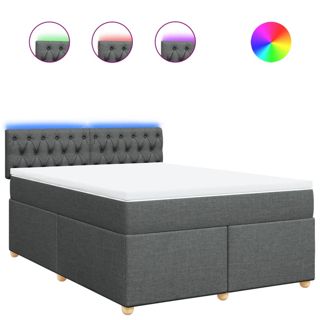 Sommier à lattes de lit avec matelas Gris foncé 160x200cm Tissu - XIOS