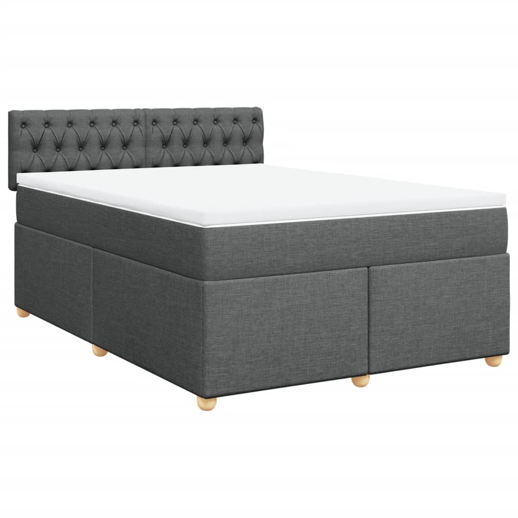Sommier à lattes de lit avec matelas Gris foncé 160x200cm Tissu - XIOS