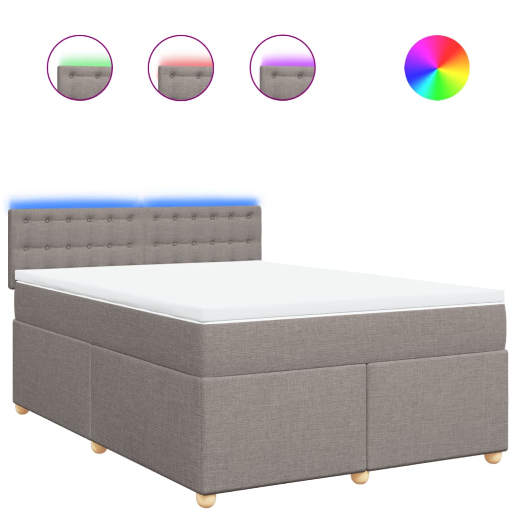 Sommier à lattes de lit avec matelas Taupe 160x200 cm Tissu - XIOS