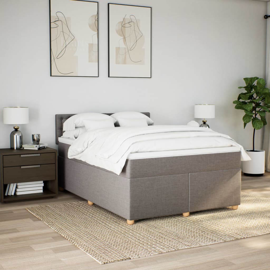 Sommier à lattes de lit avec matelas Taupe 160x200 cm Tissu - XIOS