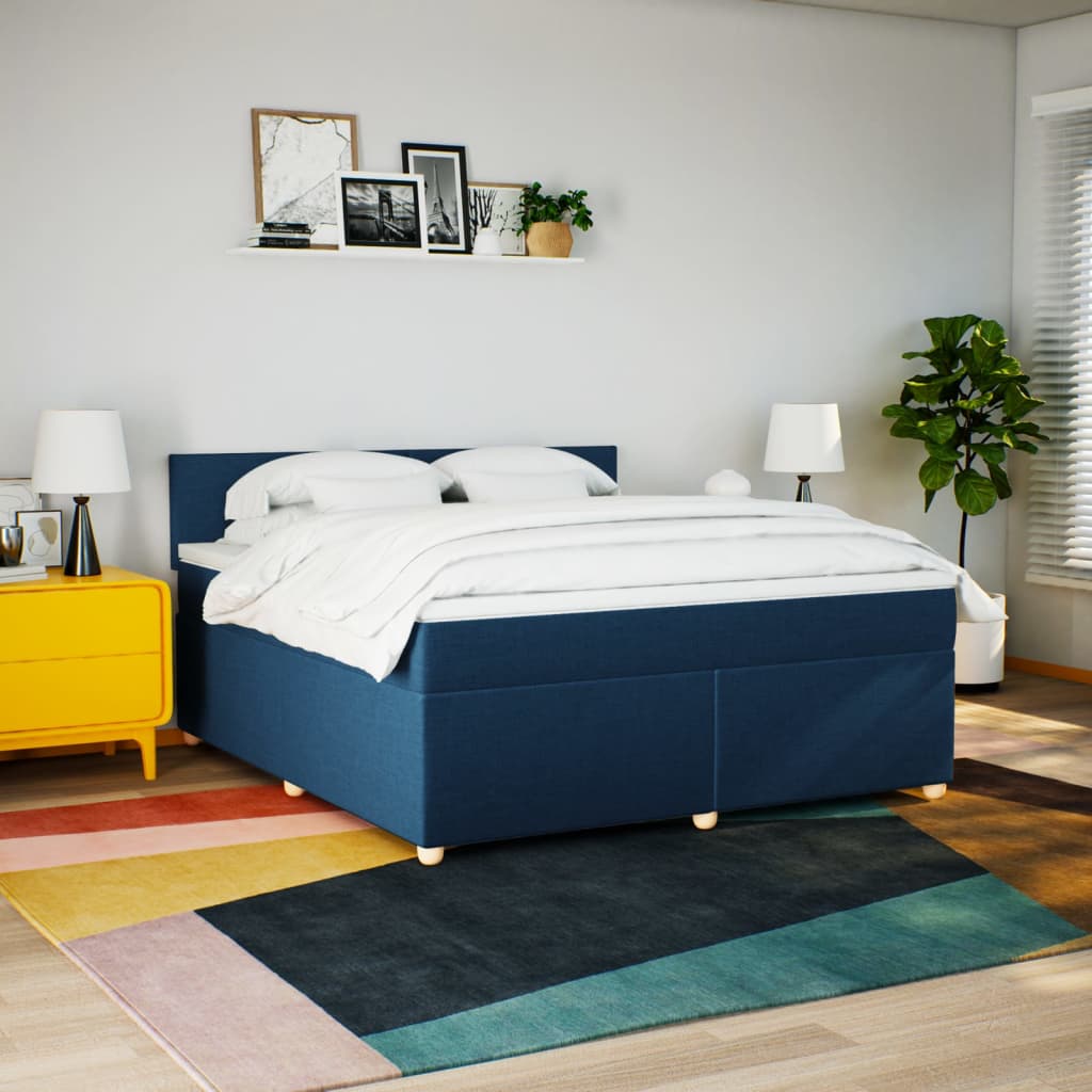 Sommier à lattes de lit avec matelas Bleu 180x200 cm Tissu - XIOS