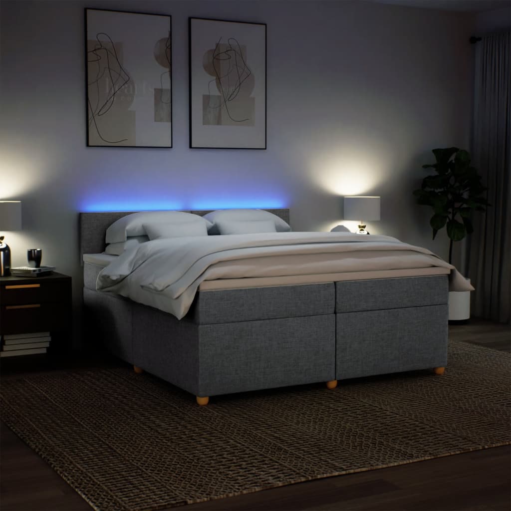 Sommier à lattes de lit avec matelas Gris clair 200x200cm Tissu - XIOS