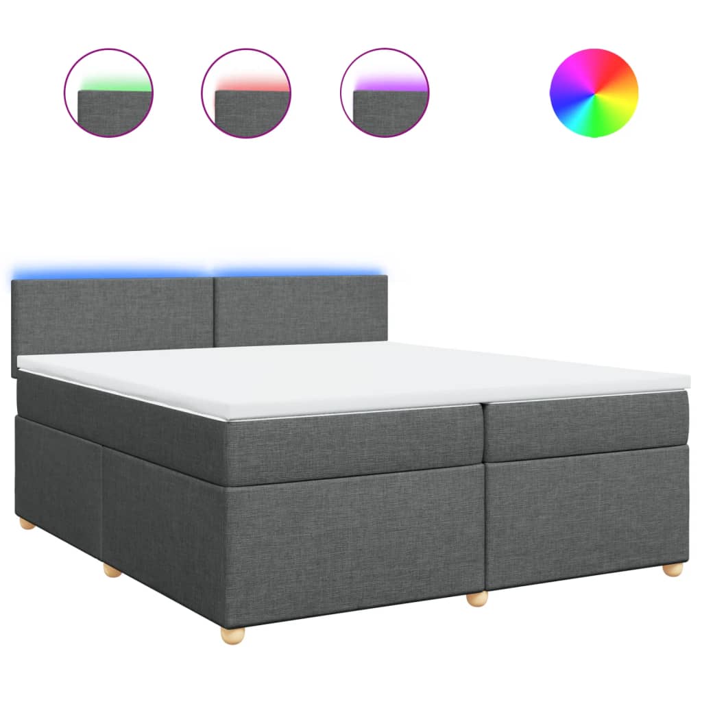 Sommier à lattes de lit avec matelas Gris foncé 200x200cm Tissu - XIOS