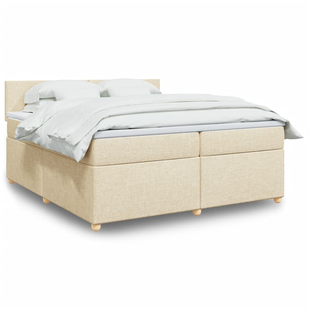 Sommier à lattes de lit avec matelas Crème 200x200 cm Tissu - XIOS
