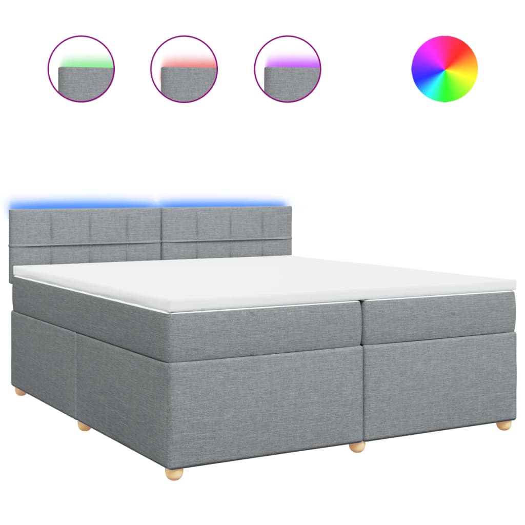 Sommier à lattes de lit avec matelas Gris clair 200x200cm Tissu - XIOS