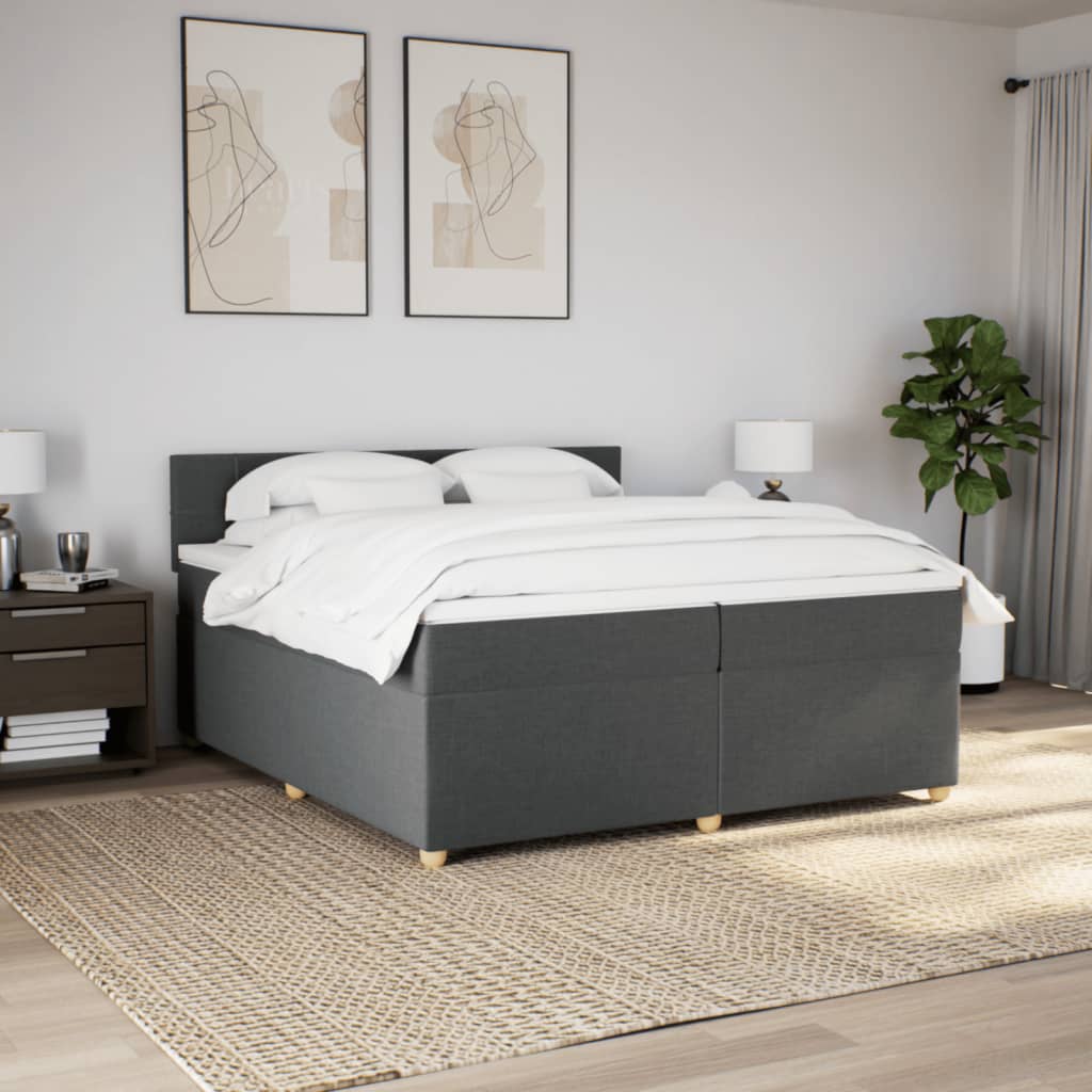 Sommier à lattes de lit avec matelas Gris foncé 200x200cm Tissu - XIOS