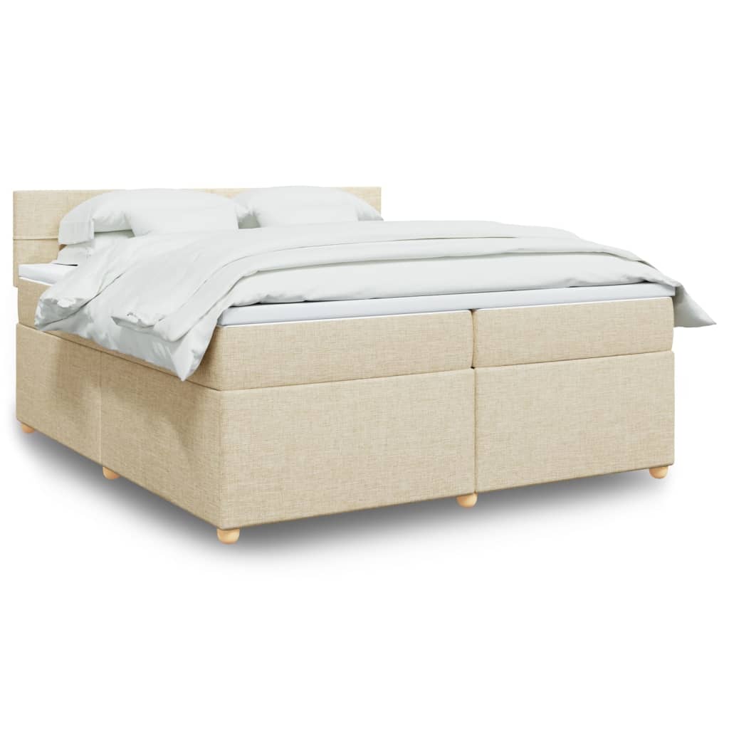 Sommier à lattes de lit avec matelas Crème 200x200 cm Tissu - XIOS