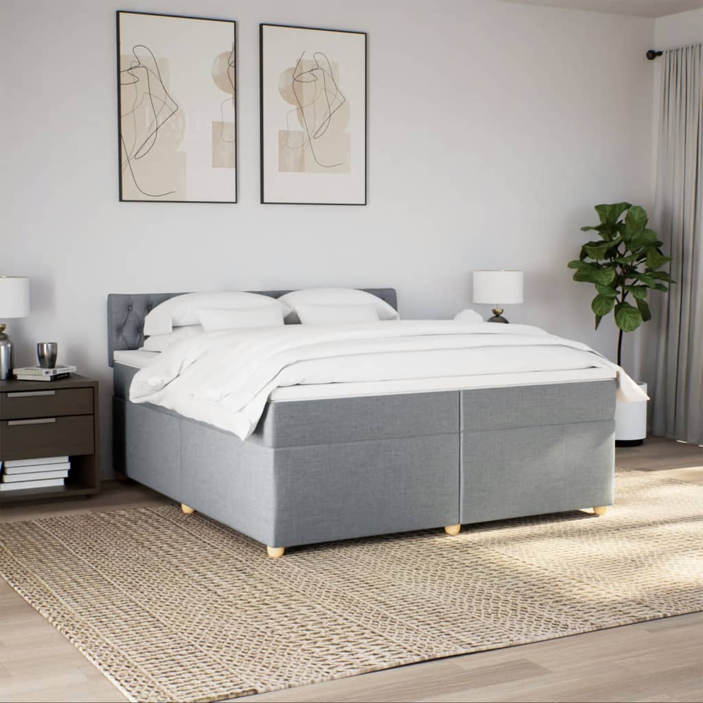 Sommier à lattes de lit avec matelas Gris clair 200x200cm Tissu - XIOS