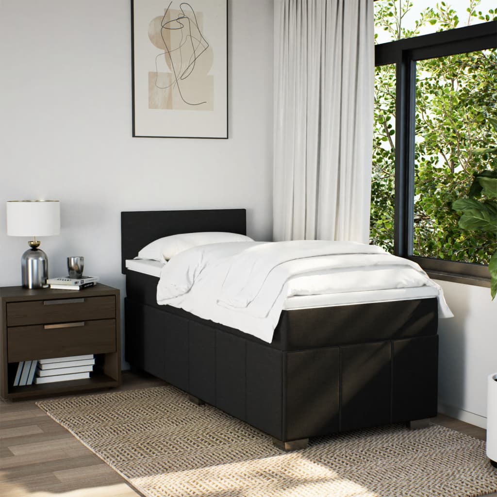 Sommier à lattes de lit et matelas Noir 80x200 cm Tissu - XIOS