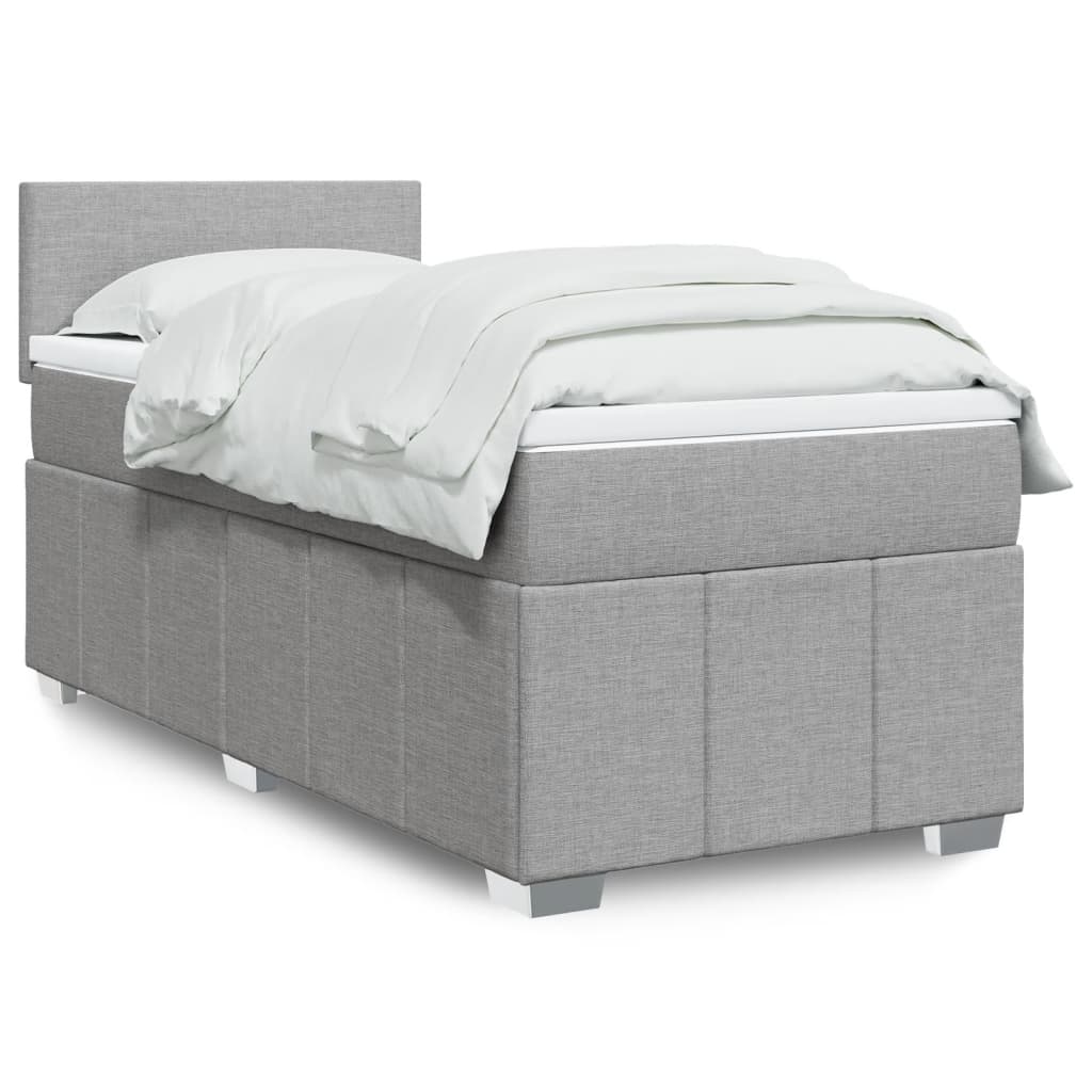 Sommier à lattes de lit et matelas Gris clair 90x190 cm Tissu - XIOS