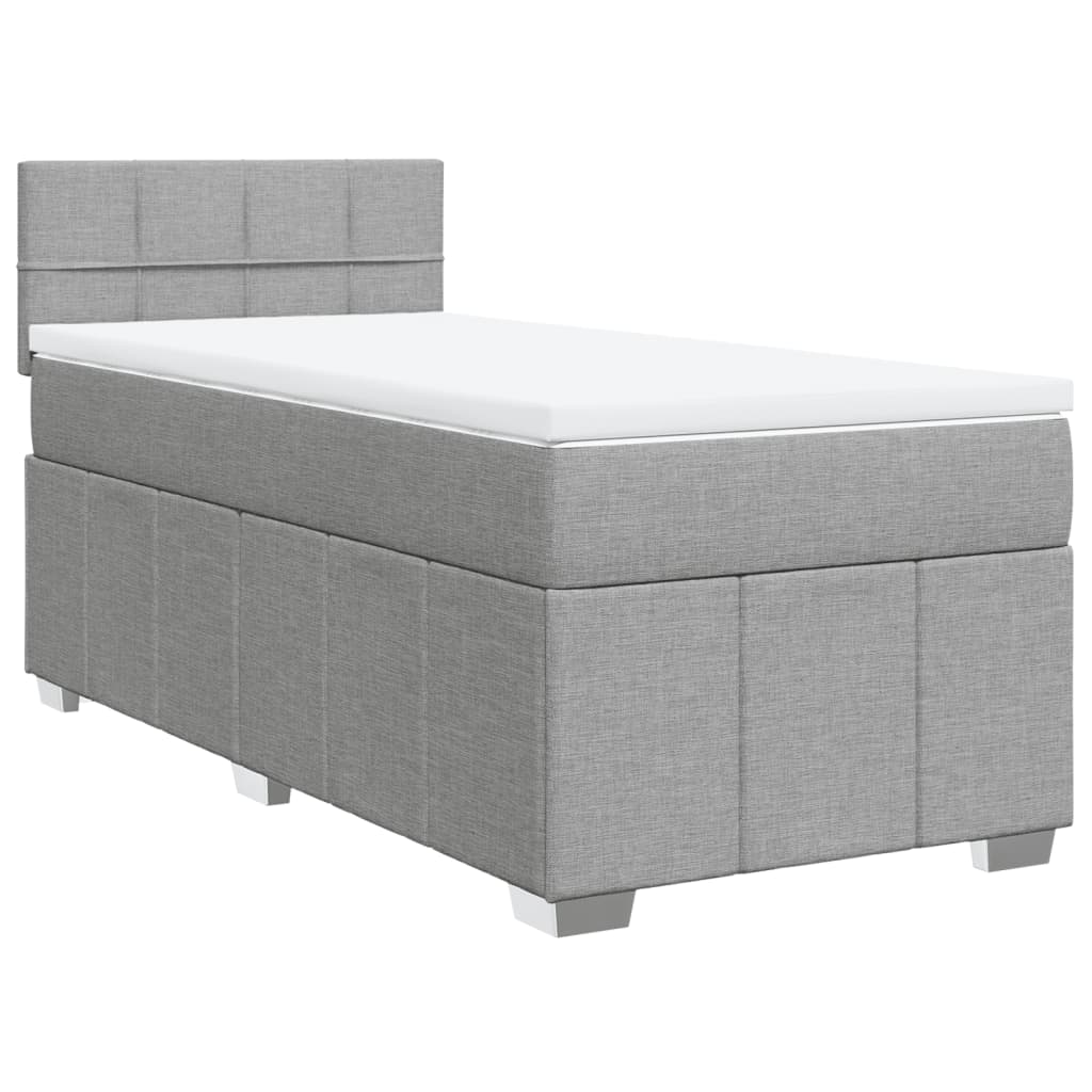 Sommier à lattes de lit et matelas Gris clair 90x190 cm Tissu - XIOS