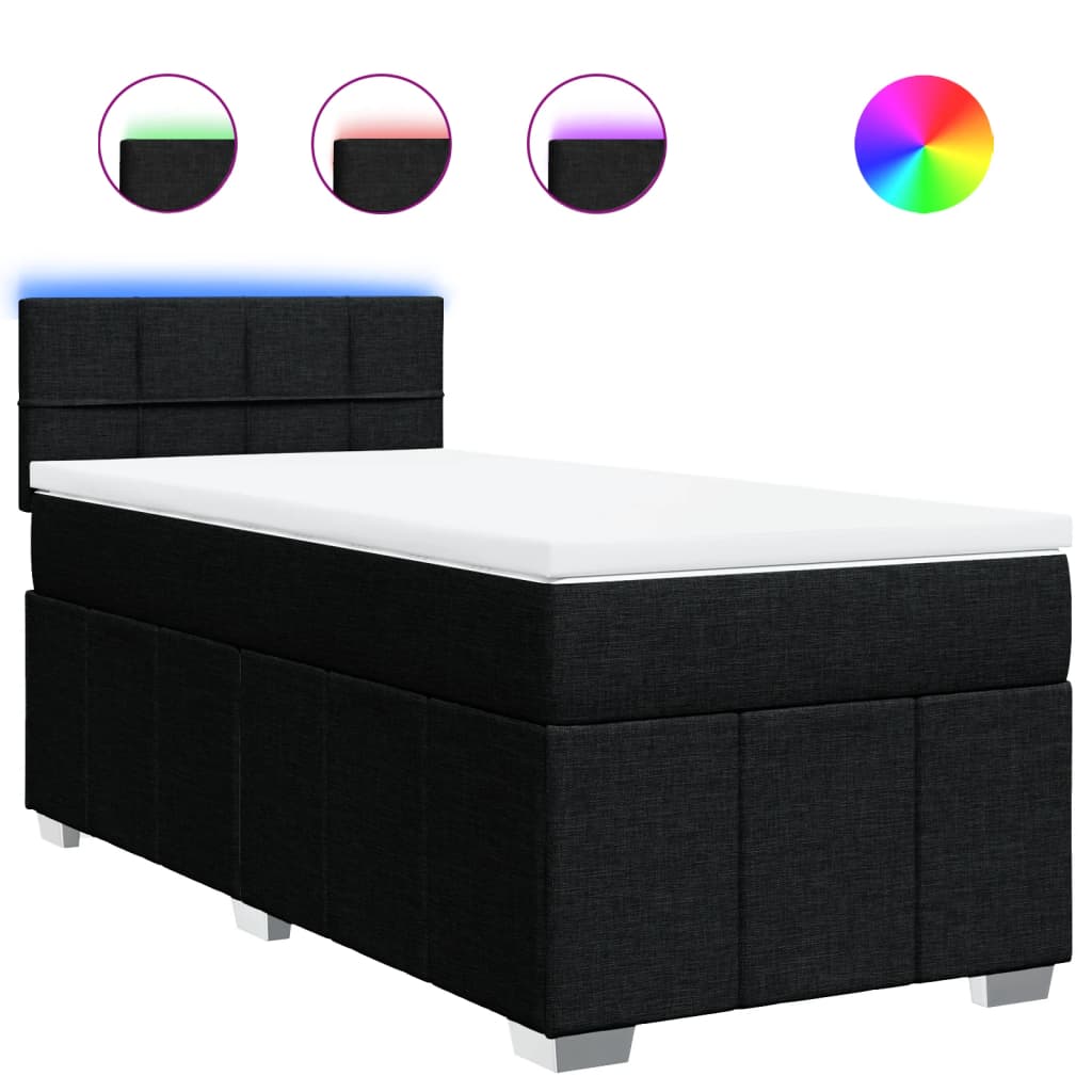 Sommier à lattes de lit avec matelas Noir 90x190 cm Tissu - XIOS
