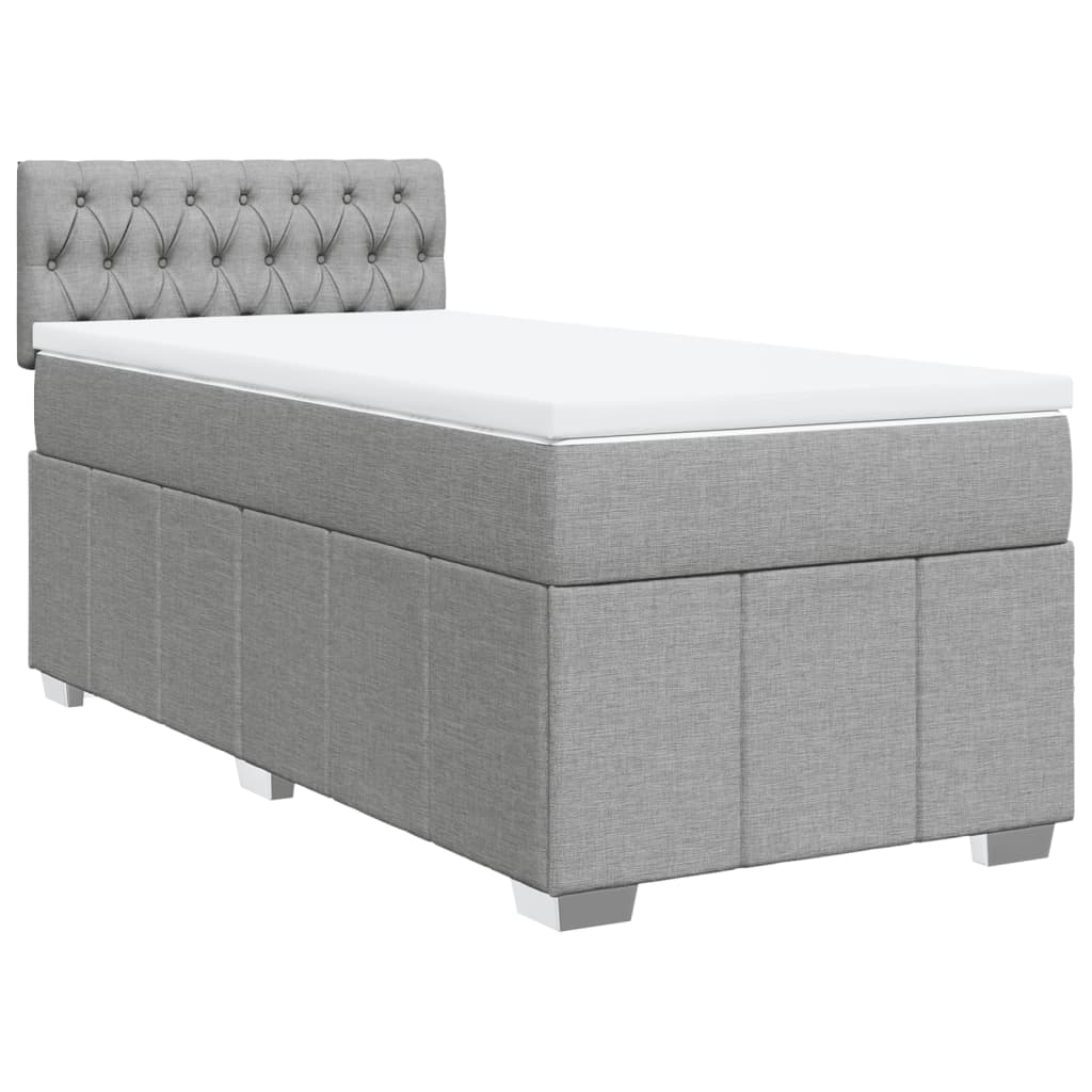Sommier à lattes de lit et matelas Gris clair 90x190 cm Tissu - XIOS