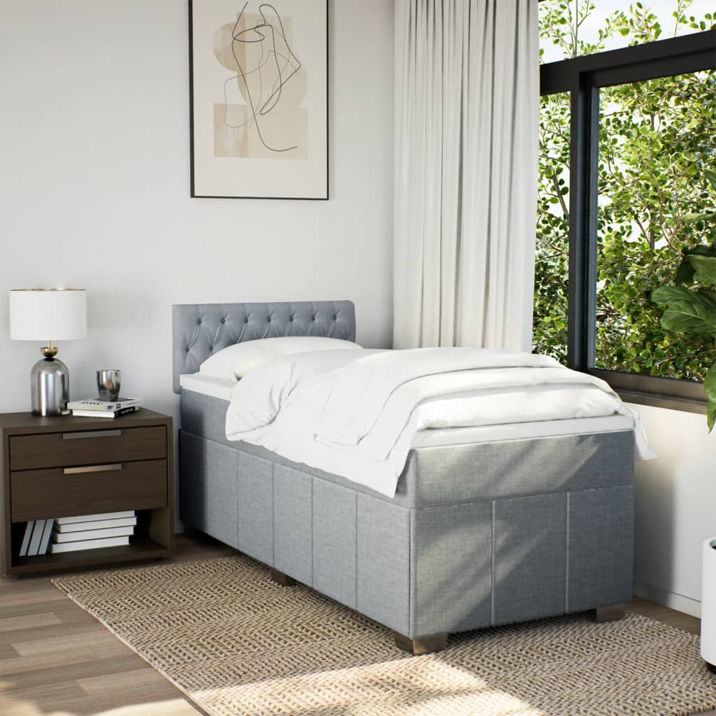 Sommier à lattes de lit et matelas Gris clair 90x190 cm Tissu - XIOS