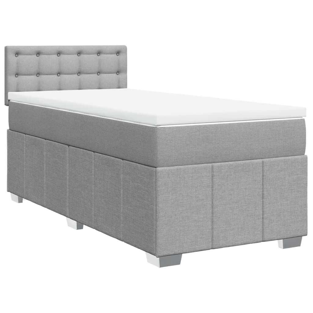 Sommier à lattes de lit et matelas Gris clair 90x190 cm Tissu - XIOS