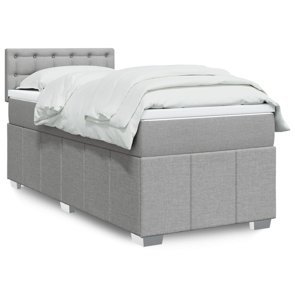 Sommier à lattes de lit et matelas Gris clair 90x190 cm Tissu - XIOS