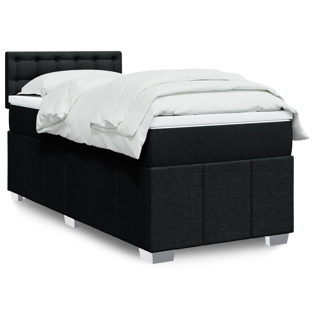 Sommier à lattes de lit avec matelas Noir 90x190 cm Tissu - XIOS