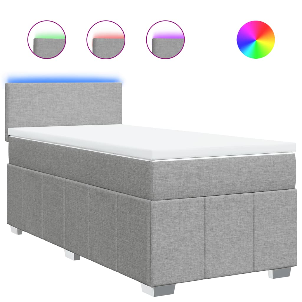 Sommier à lattes de lit avec matelas Gris clair 90x200 cm Tissu - XIOS