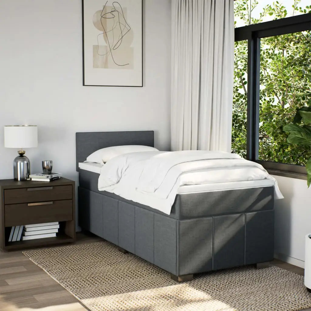 Sommier à lattes de lit avec matelas Gris foncé 90x200 cm Tissu - XIOS