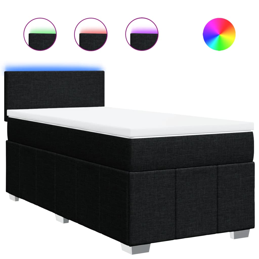 Sommier à lattes de lit avec matelas Noir 90x200 cm Tissu - XIOS