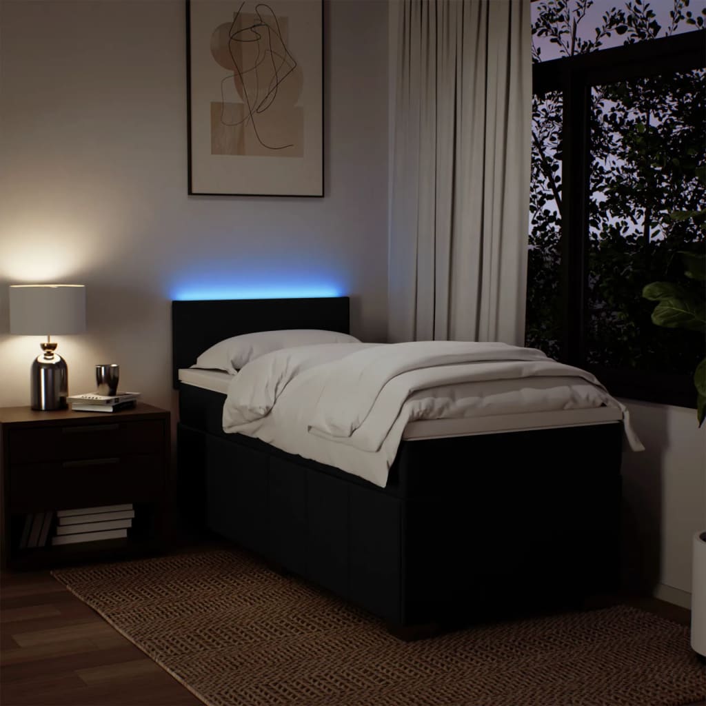 Sommier à lattes de lit avec matelas Noir 90x200 cm Tissu - XIOS