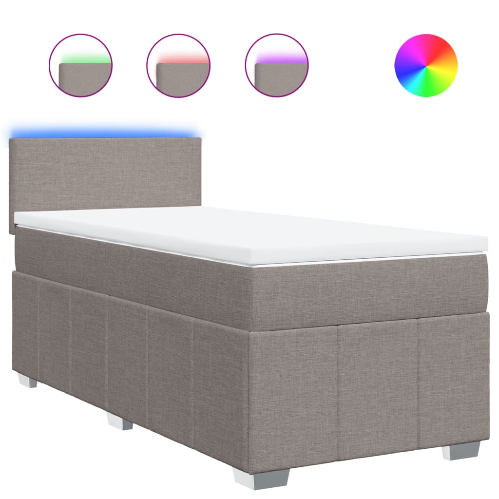 Sommier à lattes de lit avec matelas Taupe 90x200 cm Tissu - XIOS