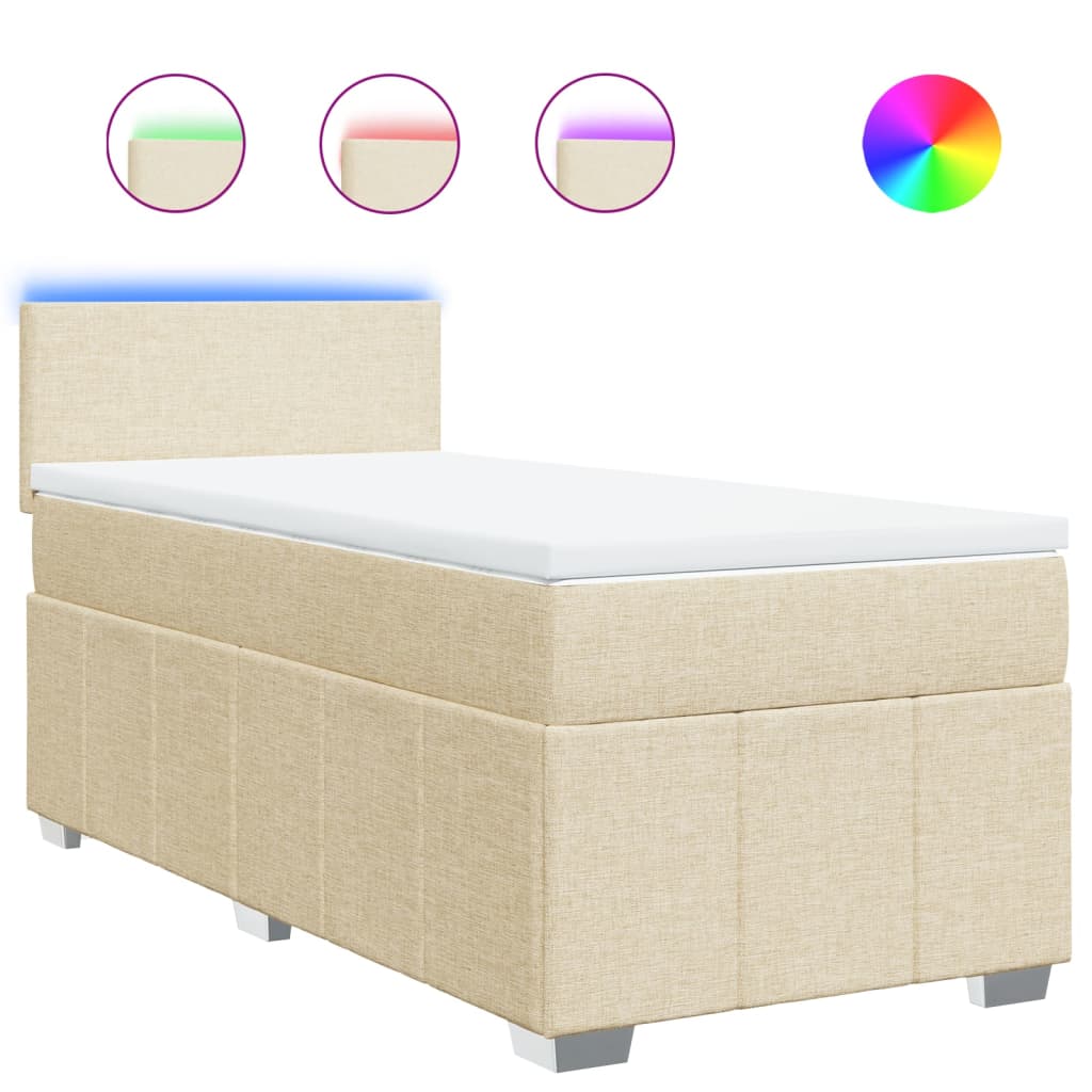 Sommier à lattes de lit avec matelas Crème 90x200 cm Tissu - XIOS
