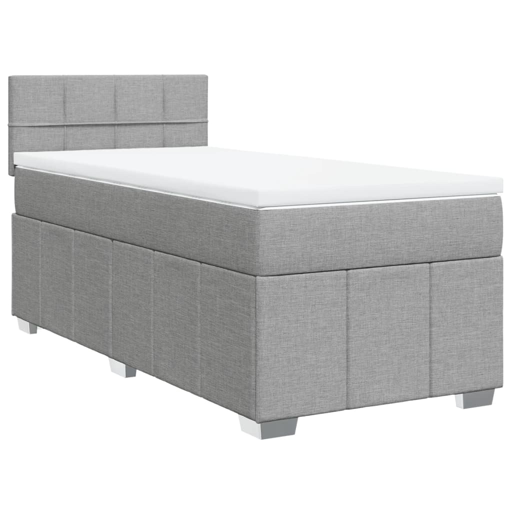 Sommier à lattes de lit avec matelas Gris clair 90x200 cm Tissu