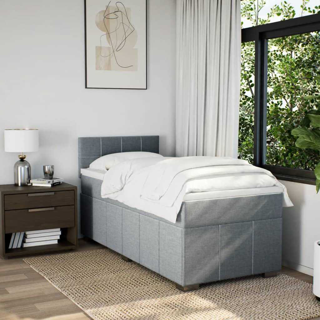 Sommier à lattes de lit avec matelas Gris clair 90x200 cm Tissu - XIOS