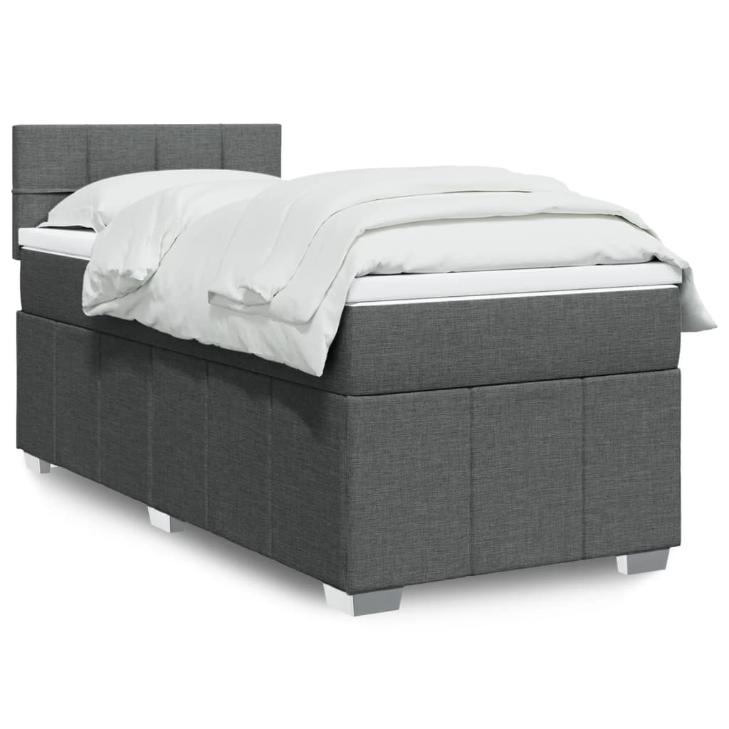 Sommier à lattes de lit avec matelas Gris foncé 90x200 cm Tissu - XIOS