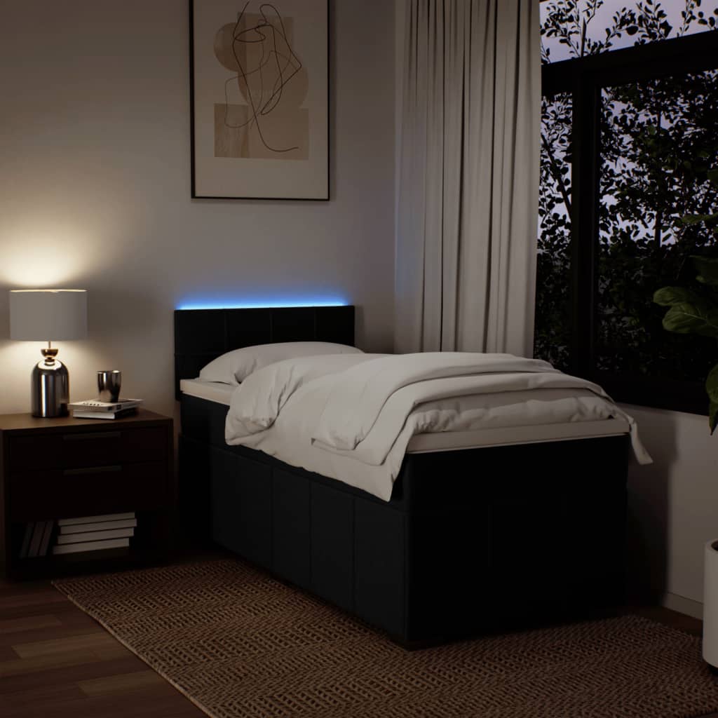 Sommier à lattes de lit avec matelas Noir 90x200 cm Tissu - XIOS