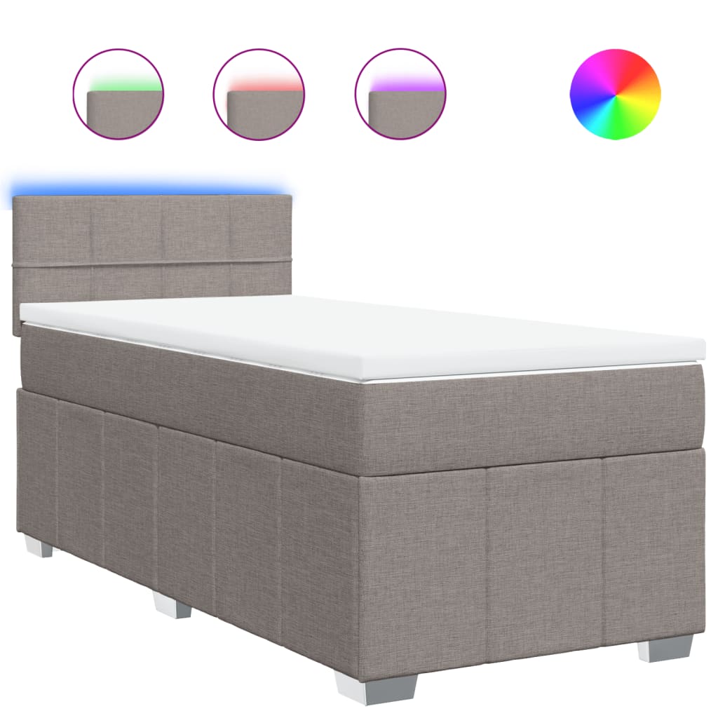 Sommier à lattes de lit avec matelas Taupe 90x200 cm Tissu - XIOS