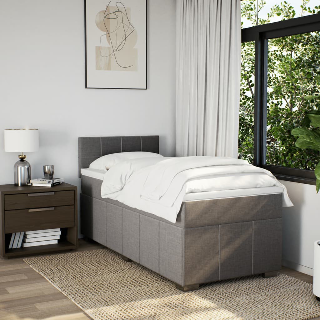 Sommier à lattes de lit avec matelas Taupe 90x200 cm Tissu - XIOS