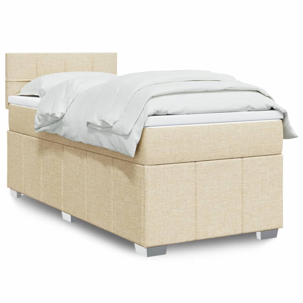 Sommier à lattes de lit avec matelas Crème 90x200 cm Tissu - XIOS