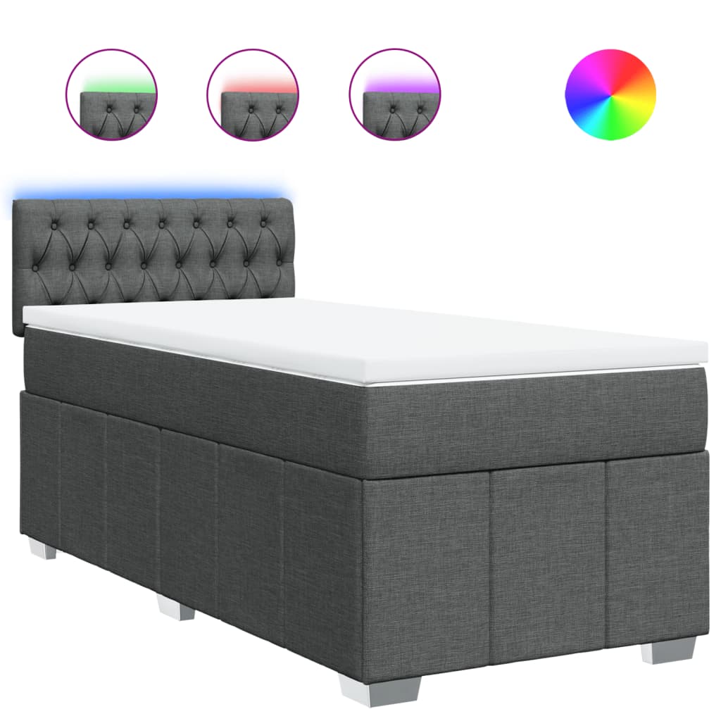 Sommier à lattes de lit avec matelas Gris foncé 90x200 cm Tissu - XIOS