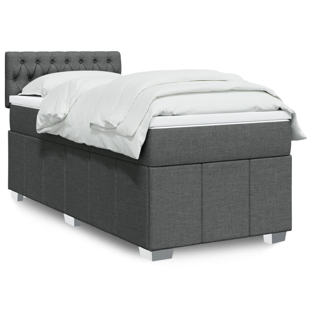 Sommier à lattes de lit avec matelas Gris foncé 90x200 cm Tissu - XIOS