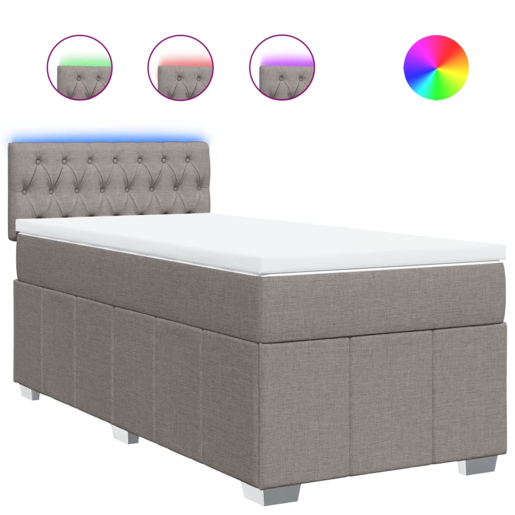 Sommier à lattes de lit avec matelas Taupe 90x200 cm Tissu - XIOS
