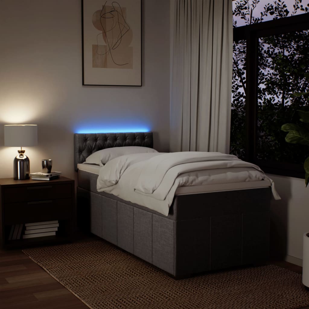 Sommier à lattes de lit avec matelas Taupe 90x200 cm Tissu - XIOS