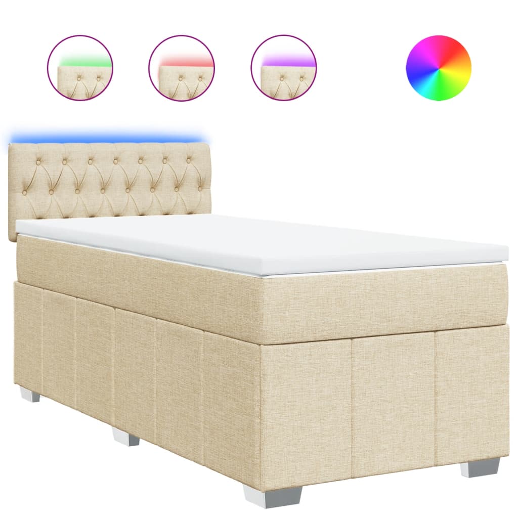 Sommier à lattes de lit avec matelas Crème 90x200 cm Tissu - XIOS