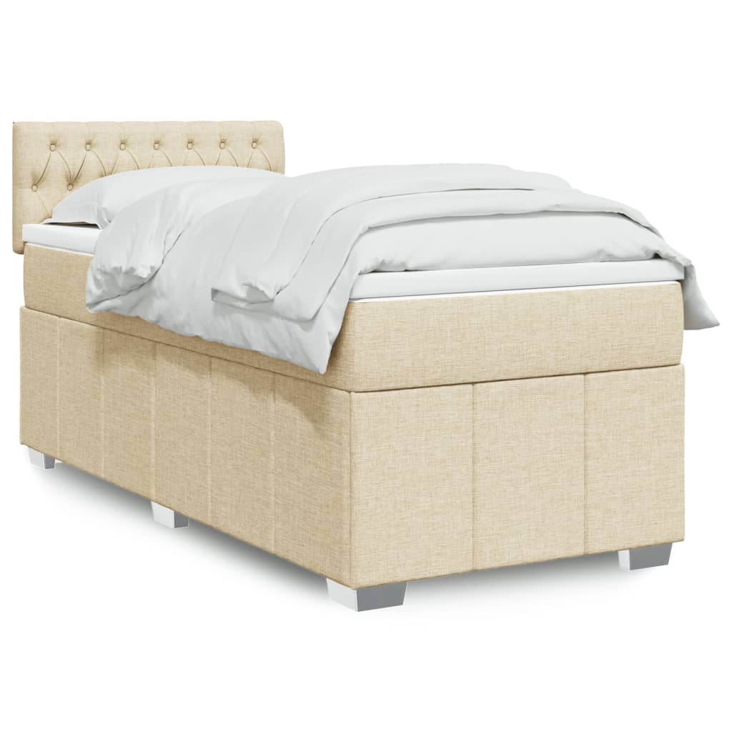 Sommier à lattes de lit avec matelas Crème 90x200 cm Tissu - XIOS