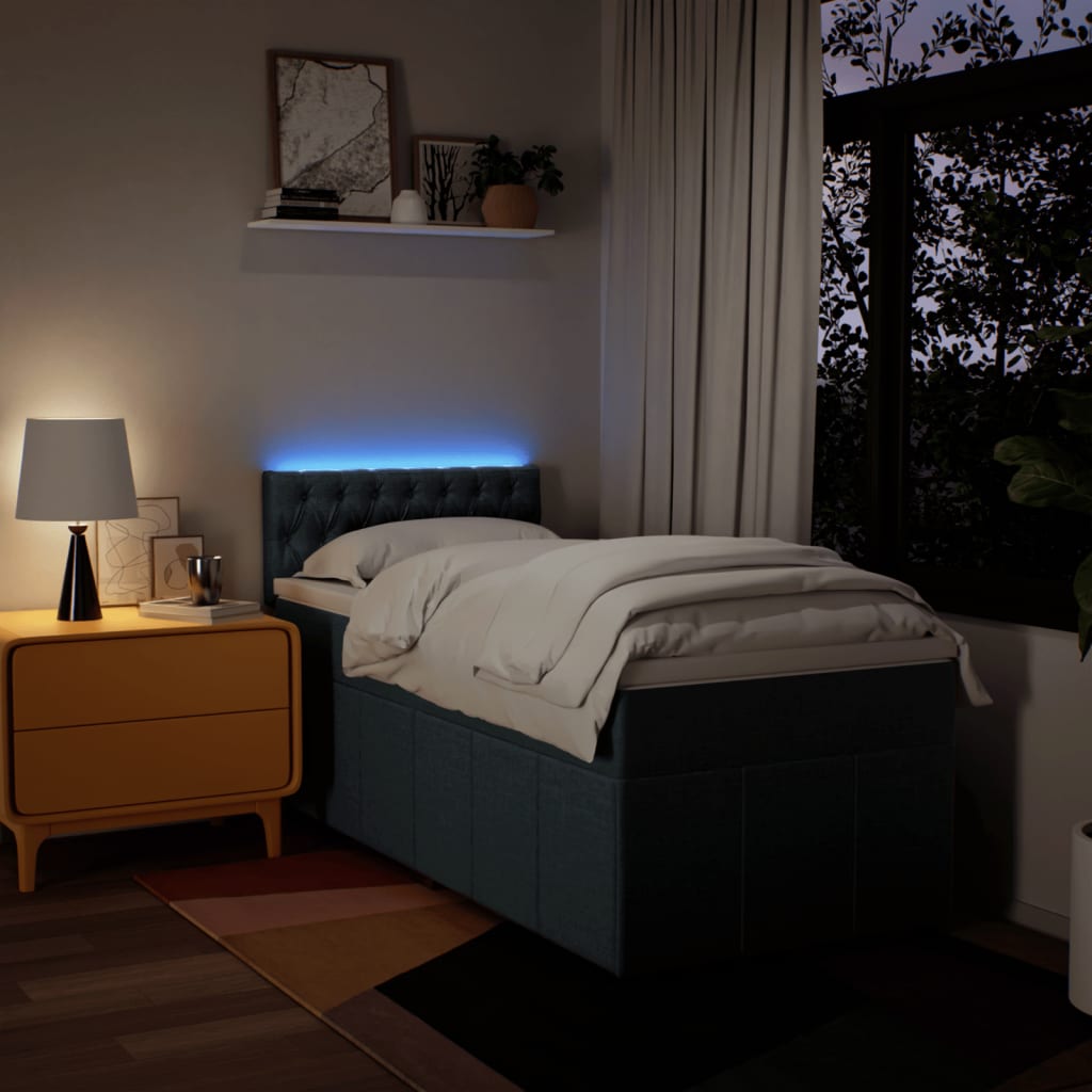 Sommier à lattes de lit avec matelas Bleu 90x200 cm Tissu - XIOS